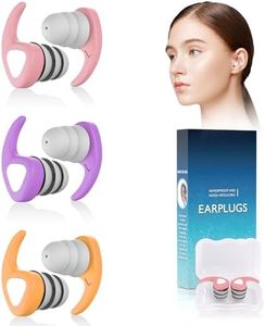 Swimming Ear Plugs, 3 Pairs Waterproof Reusable Silicone Swim Ear Plugs for Swimmers Pool Bath Showering Surfing Kayaking (Adults & Teens 14+)