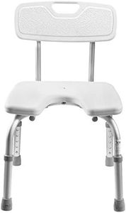 DMI Bath and Shower Chair with Back Support Made of Heavy Duty Non Slip Aluminum Body with Plastic Seat Holding Weight Capacity up to 250 Pounds and Adjustable Height, Tool Free, Black