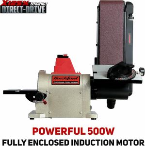 BUCKTOOL 500W Bench Belt and Disc Sander for Woodworking, 100x914mm Belt, 150mm Disc