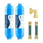 2 Packs of RV Inline/Marine Water Filter With Flexible Hose Protector and Pressure Regulator, NSF Certified, Dedicated for Gardening, RVs, Campers, Trailer, Compatible with Camco 40043 KDF Filter