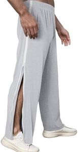 FEOYA Hommes Pantalon Jogging Pantalon de Survêtement avec Fermeture éclair Latérale Pantalon Ouverture Complète Pantalon de Sport Loisirs Gris 2 XL