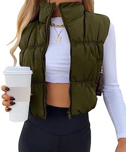 SySea Women's Crop Puffer Vest Zip Up Sleeveless Outerwear Padded Coat