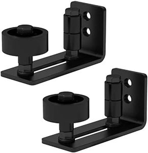 SANKEYTEW Sliding Barn Door Floor Guide for Bottom, 8 Setup Options, Adjustable Stay Roller Fit All Size Door, Wall Mount, Flush Flat Bottom Design Barn Door Guide Black (2 Pack)