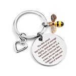 BOMEON Keyring bee gifts friendship gifts for women keychain inspirational special best friend birthday graduation leaving thank you appreciation good luck gifts for colleague teacher, Silver-10.31-1