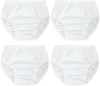 SMULPOOTI Reusable Plastic Diaper Covers for Toddlers Plastic Underwear for Toddlers Premium Plastic Underwear Cover Rubber Pants for Toddlers 4 Packs White 4T