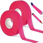 2 Rolls Cloth Hockey Tape 27 yd x 1 Inch Multipurpose Hockey Stick Tape Athletic Sport Tape for Ice Roller Blade Handle Protector (Bright Pink)