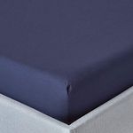 HOMESCAPES Navy Blue Deep Fitted Sheet (12”) Double 200 TC 400 Thread Count Equivalent Pure Egyptian Cotton Bed Sheet with Fully Elasticated Skirt