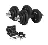 The Cube Club Iron Dumbbells Set For Home Workout Gym Equipment With Anti-Slip Rod | 20Kg Cast Iron Adjustable Dumbbell Weights With Carry Case Box For Men & Women Exercise (1 Year Warranty, Black)