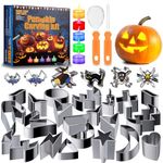 Pumpkin Carving Tools for Kids, 30Pcs Halloween Pumpkin Carving Kit, Easy and Safe Pumpkin Carving Set, Pumpkin Carving Stencils Cookie Cutters, Pumpkin Carving Knife