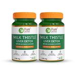 Pure Nutrition Milk Thistle Liver Detox Supplement - 60 x 2 Veg Tablets with Natural Silymarin Exract, N-Acetyl L-Cysteine (NAC), Curcumin, Amla & Vitamin C | Gluten-Free, Anti-Inflammatory, Antioxidant & Vegan