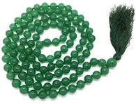 KESAR ZEMS Natural Green Aventurine Prayer Mala 8 MM 108+1 Beads Jap Mala for Meditation(40 x 2 x 1 cm) Green.