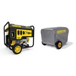 Champion Power Equipment 8125/6500-Watt Portable Generator with Wheel Kit Yellow & Weather-Resistant Storage Cover for 2800-4750-Watt Portable Generators, Gray