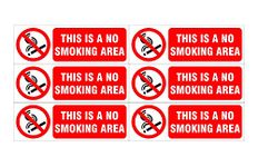 Vicinity Vinyl sticker Safety & Warning Sign This is a no smoking area Pack of 6