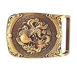 Jade Pure Copper Brass Men's Novelty Belt Buckles for Belt Accessories Western Cowboy Vintage Custom Buckle, Dragon & Phoenix, Small