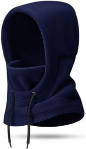 Kids Balaclava Mask - Winter Warm Windproof Face Cover with Fleece Lining, Adjustable Cold Weather Hat for Boys & Girls (US, Alpha, Medium, Large, Navy Blue)