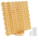 HASTHIP® Crochet Blocking Board with Pins, 7.7" Blocking Board for Crocheting Knitting, Bamboo Granny Square Blocking Boards for Crochet Projects, Wooden Crocheting Gifts for Crocheters