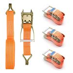 SALUINOKI 2 inch Ratchet Straps Heavy Duty 27ft Tie Down Straps for Truck 4Pack with 3300lbs Working Load, 6600lbs Break Strength Cargo Straps