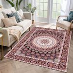 ishro home 3 x 5 Feet 3D Jet Multi Printed 3D Jet Vintage Persian Carpet Rug Runner and Carpets for Bedroom/Living Area/Home with Anti Slip Backing (3x5 ft, Geometrical Retro)