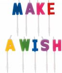 Unique 19977 Party Rainbow Make a Wish Letter Pick Birthday Candles, Set of 9, Multi,7 centimeters