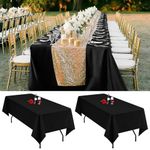 Lumaycens 2 Pack Black Tablecloth 60x102Inch Table Cloths Rectangle Black Polyester Farbic Tablecloths For 6 Foot Table Washable Black Table Cloth Rectangular for Wedding Party Banquet