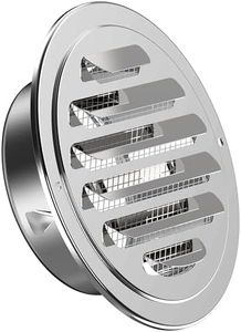 Stainless Steel Soffit Vents 4 Inch, HG Power Round Vent Cover with Screen Mesh, Louver Air Vent Hood for Wall, Ceiling Mount, Bathroom, Garage, Attic Ventilation, Silver