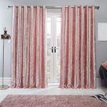 Sienna Crushed Velvet Eyelet Ring Top Pair of Fully Lined Curtains - Blush Pink, 46" x 72"