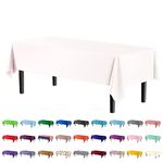 6-Pack Premium Plastic Tablecloth 54in. x 108in. Rectangle Plastic Table Cover - White - Exquisite