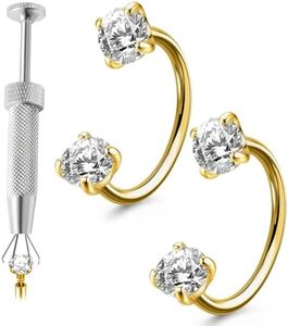 RIYSGHNQ 20G Surgical Steel Nose Rings, 2PCS Gold Horseshoe Hoop Hypoallergenic Nose Jewelry for Women，Highly Polished Comfort Fit Septum Ring(A2-Gold Horseshoe ring 2pcs)