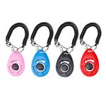 Dog Training Clickers with Wrist Strap, Effective Pet Training Tools for Puppy or Cat Behavioral Training 4-Pack Colorful Sound Easy to Use Practical Button Clicker