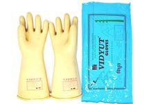 Vidyut 11 Kva Electrical Hand Gloves Electrical Insulated Rubber Seamless Hand Gloves High Voltage Electrical Hand Gloves Electric Safety Hand Gloves Natural Electricians Gloves, Rubber Safety Gloves Industries Seamless High Voltage Gloves Electrical Protecting Rubber Industrial Gloves, Sock Proof Electrical Hand Gloves, Unisex Electric Hand Gloves (Color-Off White) |Pack Of 5 Pair|