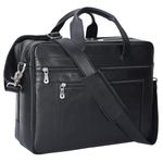 TIDING Men's Leather Briefcase 15.6 Inch Laptop Messenger Bag Work Business Travel Handbag Attache Case