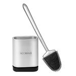 ASOBEAGE Toilet Brush and Holder, Toilet Bowl Brush for Bathroom Toilet (silver)