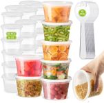 60 PCS Deli Containers with Lids- 16oz*50 pcs Deli Cups & 10 Spoons for Meal Prep - Kitchen Airtight Food Storage Container for Soup, Sauce, Slime - BPA-Free - Safe for Dishwasher, Microwave, Freezer