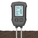 HASTHIP® 5 in 1 Soil Meter Dual Probes Soil Meter for Soil Fertility/Moisture/Temp/pH/Sun Light/LCD Digital Soil Moisture Meter Precison Agriculture Soil Meter (No Battery Included)