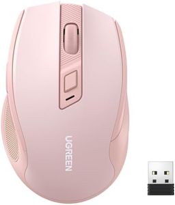 UGREEN Wireless Ergonomic Mouse 4000 DPI 6 Buttons, 2.4G USB Cordless Silent Mice with Nano Receiver, for Laptop, Computer, PC, MacBook, Chromebook - Pink