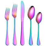 Berglander Flatware Set 40 Piece, Stainless Steel with Titanium Colorful Plated, Multicolor Flatware Set, Silverware, Rainbow Color Cutlery Set Service for 8