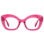 JiSoo Oversized Cat Eye Reading Glasses 2.75 Women Designer Readers, Large Cateye Ladies Reading Glasses 2.75+, Pink