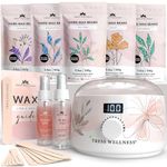 Tress Wellness Waxing Kit for Brazilian Wax - Easy to Use - For Sensitive Skin - Digital Display, Flower Watercolor White