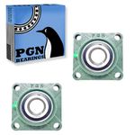 PGN UCF208-24 Pillow Block Bearing - Pack of 2 Square Flange Mounted Pillow Block Bearings - Chrome Steel Bearings with 1 1/2" Bore - Self Alignment