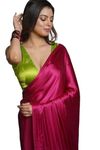 SATAZ Women's Ready to Wear Satin Silk 1 Minute Pre Pleated Heavy Saree with Designer Hand Work Tassels (Pink)