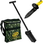 CKG Metal Detecting Shovel Tool, Heavy Duty Double Serrated Edge Digger - Digging Knife for Gardening Trowel Hunting Camping, Planting & Treasure Hunting Finds Pouch Bag | 3 PCS