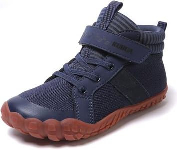 KUBUA Kids High Top Barefoot Shoes Boys Girls Minimalist Sneakers Lightweight Comfort Zero Drop Shoes Blue 7 Big Kid