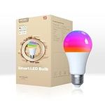 MOES Smart Bulb E27 A60 Light Bulbs, Matter Over WiFi, 9W 806lm 2700K-6500K RGB Dimmable 16 Million Colour Warm White Changing, Compatible with Alexa/Google Home/Apple Home 2.4 GHz WLAN