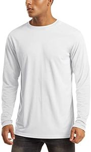 MAGCOMSEN Quick Dry Shirts for Men Long Sleeve Rash Guard Swim Sun UV UPF 50 Athletic Hiking Fishing Running Cooling T-Shirt White