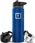 IRON °FLASK Camping & Hiking Hydration Flask with 3 Lids - Stainless Steel, Double Walled & Vacuum Insulated Water Bottle - Leak Proof & BPA Free (Cobalt Speckle, Straw - 22 oz)