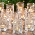 24 Pack Clear Glass Votive Candle Holders, Vintage Candle Holder for Floating Candle, Tealight Candle Holder for Table Centerpieces Home Bridal Shower Birthday Christmas Wedding Party Table Decoration