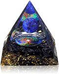 GEHECRST Lapis Lazuli Sphere Orgone Pyramid, Reiki Healing Obsidian Chip Stones, Tree of Life Symbol, Handmade Orgonite Pyramid for Protection, Energy Generator, Meditation, Decoration