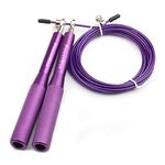 PowerMax Fitness Ja-3 Skipping Rope For Unisex Adults With Aluminium Handles,Screw-Free Self-Locking Jump Rope For Training,Exercise,Weight Loss,Crossfit,Boxing And Hiit Workouts (Colour - Purple)