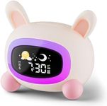 Honesorn Kids Alarm Clock with Sound Machine, Ok to Wake Alarm Clock for Kids, Rabbit Alarm Clock for Girls and Boys with Night Lights Sleep Training, Toddler Clock with Daul Alarms and Snooze Mode