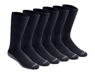 Dickies Men's Multi-Pack Dri-tech Moisture Control Boot-Length Socks, Black (6 Pairs), Shoe Size: 6-12